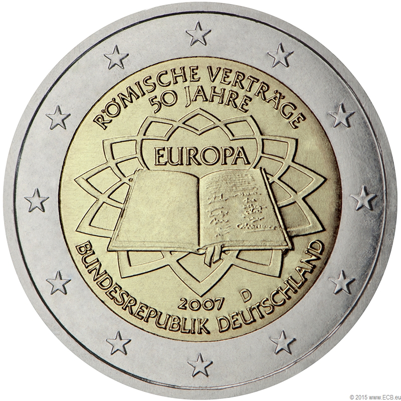 2 Euro Gedenkmünze 2007 “50 Jahre Römische Verträge” – alle 17 Münzen