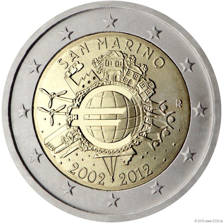 2 Euro Münze Mit Euro Zeichen
